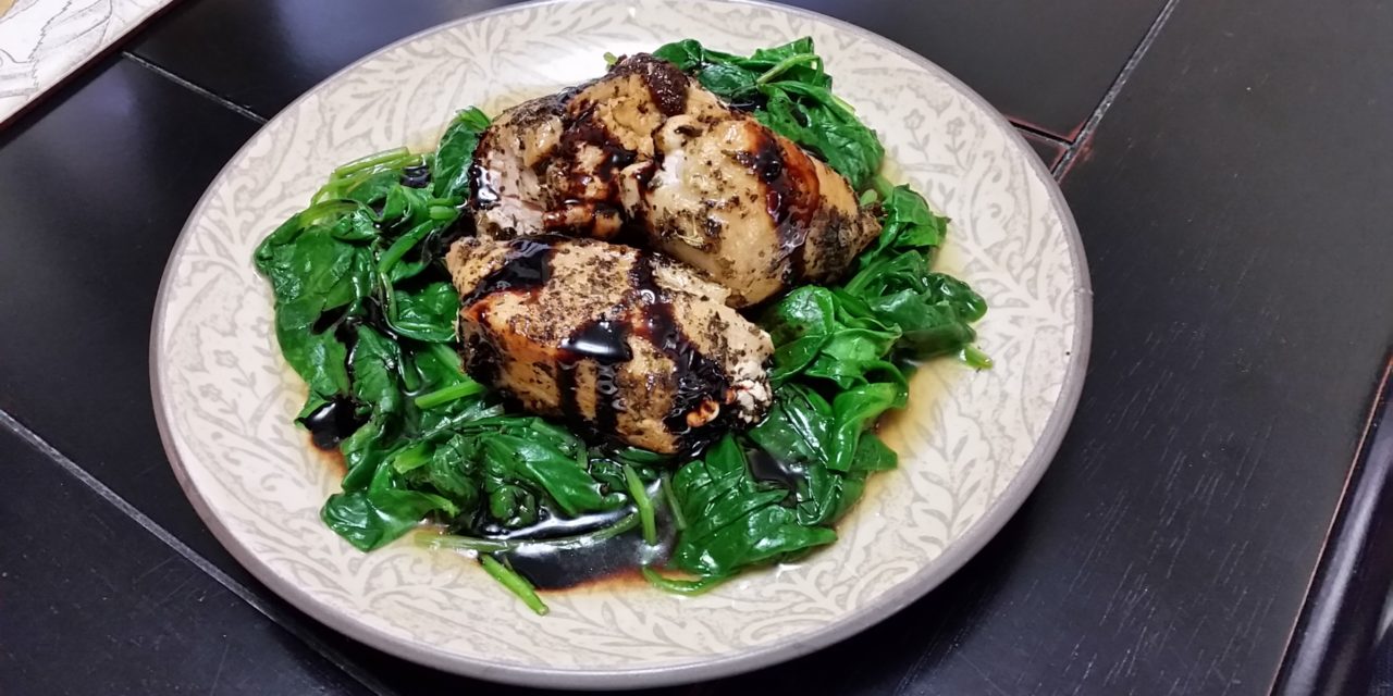 Balsamic Chicken over Spinach