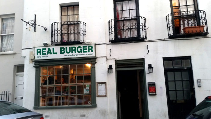 grass fed Real burger in Cheltenham, England