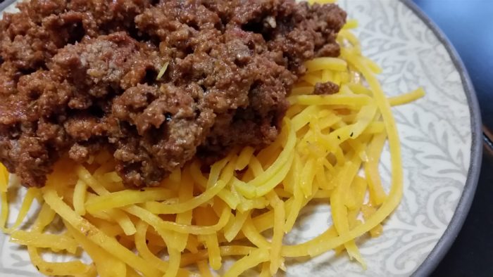 Sloppy Joe on Butternut Squash Spirals